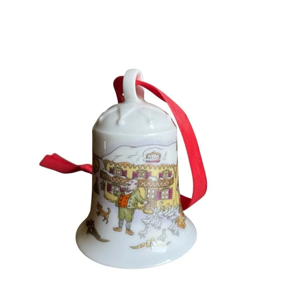 At the Goose Inn Christmas Bell Ornament 1992 Weihnachts Glock Porcelain Germany